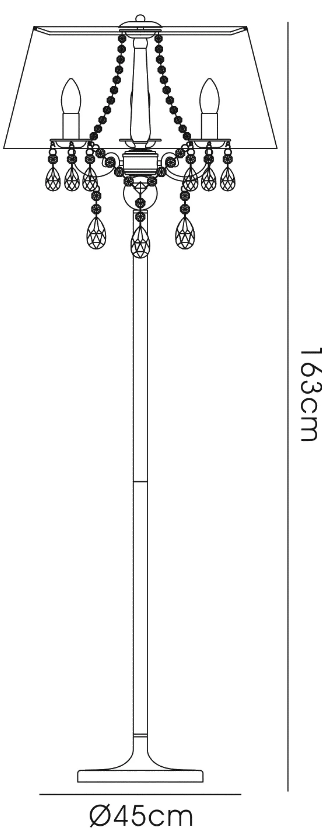 Olivia Crystal 163cm Floor Lamp 3 Light IL30066/WH  Diyas Olivia Antique Brass-White